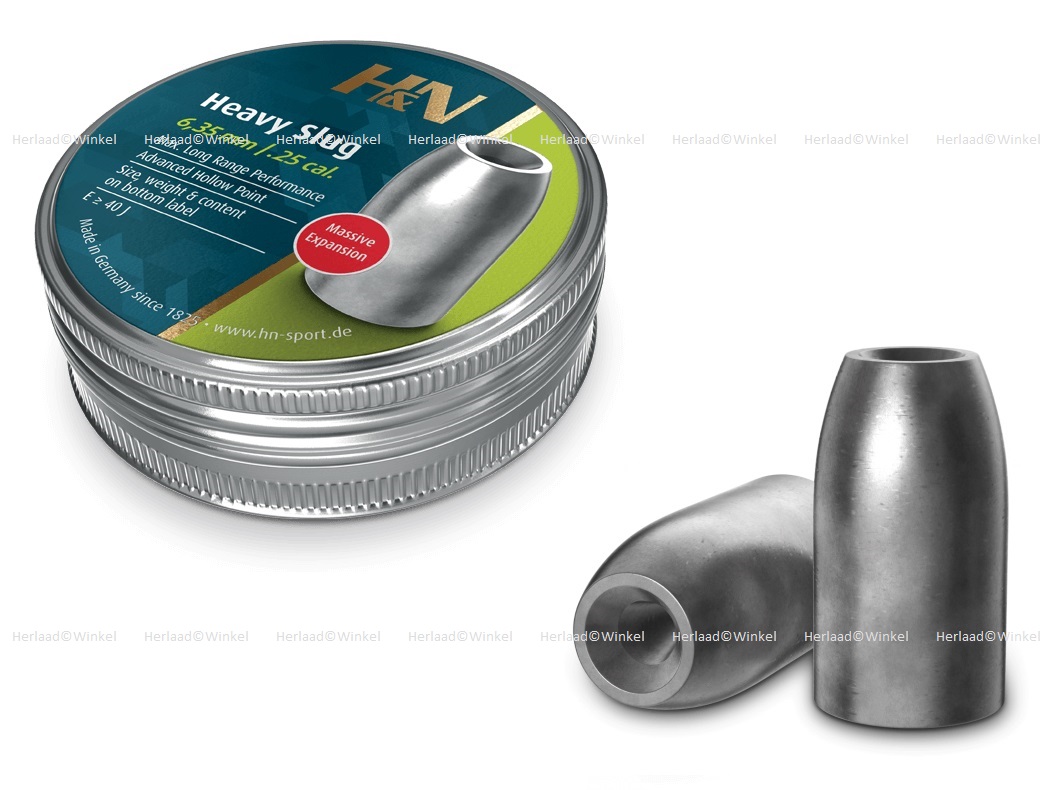 H&N Heavy Slug 6.35mm .250 Airgun Pellets 2.59 gram, 40 grain tin of 100